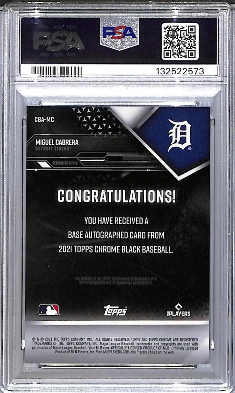 2021 Topps Chrome Black Green #CBA-MC Miguel Cabrera PSA 10 GEM MINT Auto 62/99 Detroit Tigers - Baseball Card Single