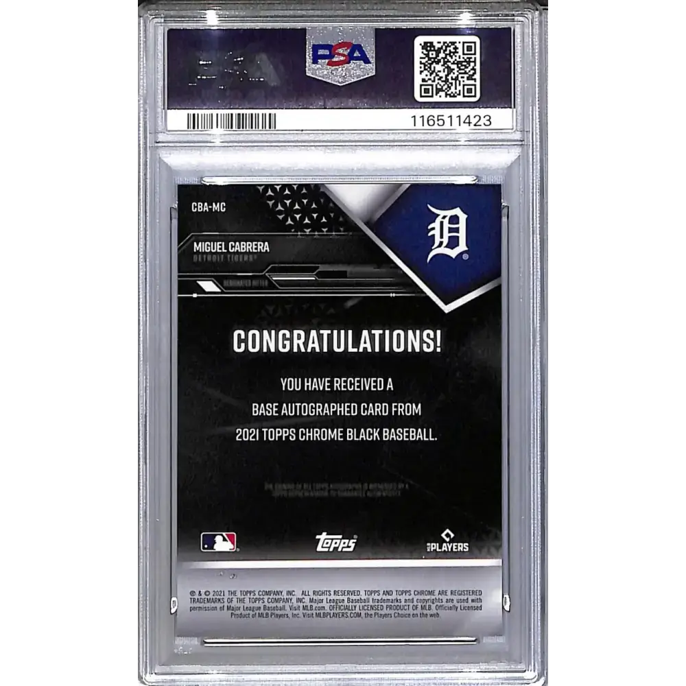 2021 Topps Chrome Black Green #CBA-MC Miguel Cabrera PSA 10 GEM MINT Auto 71/99 Detroit Tigers - Baseball Card Single