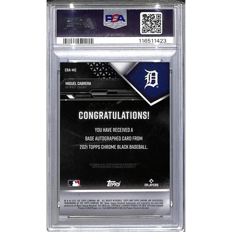 2021 Topps Chrome Black Green #CBA-MC Miguel Cabrera PSA 10 GEM MINT Auto 71/99 Detroit Tigers - Baseball Card Single