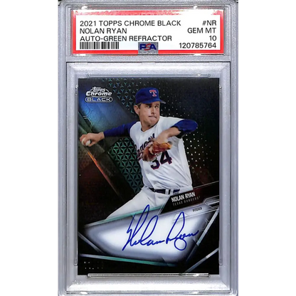 2021 Topps Chrome Black Green #CBA-NR Nolan Ryan PSA 10 GEM MINT Auto 77/99 Texas Rangers  Image 1
