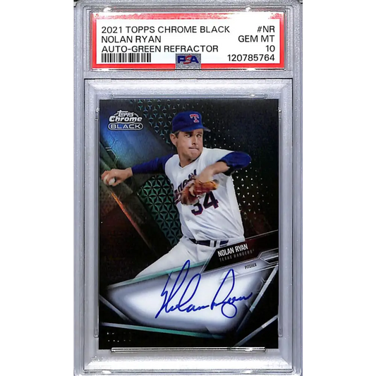 2021 Topps Chrome Black Green #CBA-NR Nolan Ryan PSA 10 GEM MINT Auto 77/99 Texas Rangers  Image 1