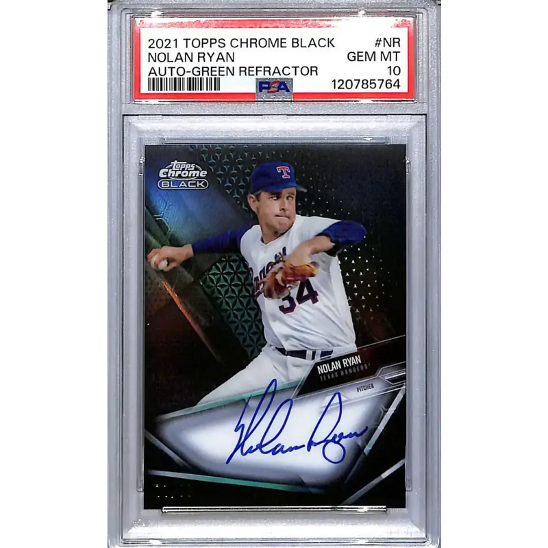 2021 Topps Chrome Black Green #CBA-NR Nolan Ryan PSA 10 GEM MINT Auto 77/99 Texas Rangers - Baseball Card Single