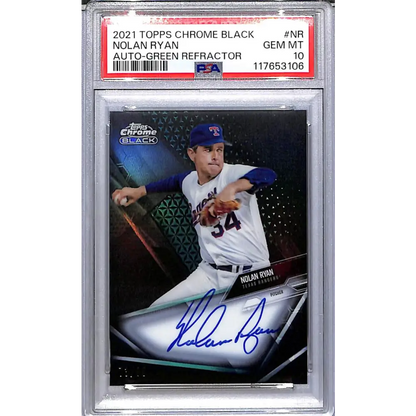 2021 Topps Chrome Black Green #CBA-NR Nolan Ryan PSA 10 GEM MINT Auto 73/99 Texas Rangers  Image 1