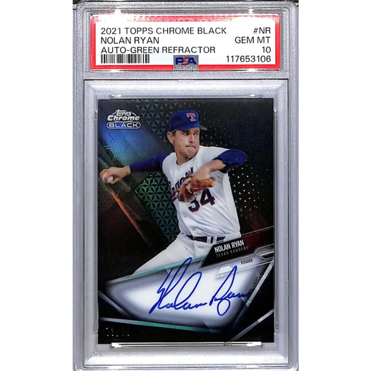 2021 Topps Chrome Black Green #CBA-NR Nolan Ryan PSA 10 GEM MINT Auto 73/99 Texas Rangers  Image 1