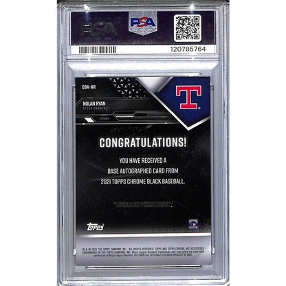 2021 Topps Chrome Black Green #CBA-NR Nolan Ryan PSA 10 GEM MINT Auto 77/99 Texas Rangers  Image 2