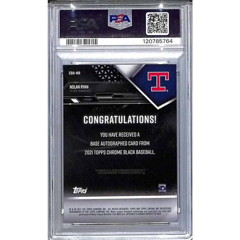 2021 Topps Chrome Black Green #CBA-NR Nolan Ryan PSA 10 GEM MINT Auto 77/99 Texas Rangers - Baseball Card Single