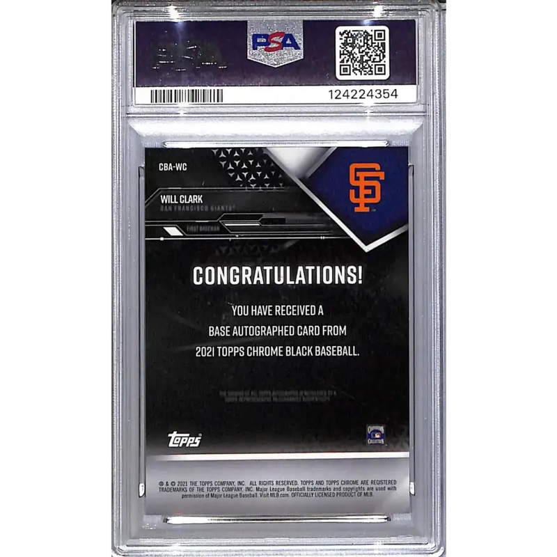 2021 Topps Chrome Black Green #CBA-WC Will Clark PSA 10 GEM MINT Auto 43/99 San Francisco Giants - Baseball Card Single