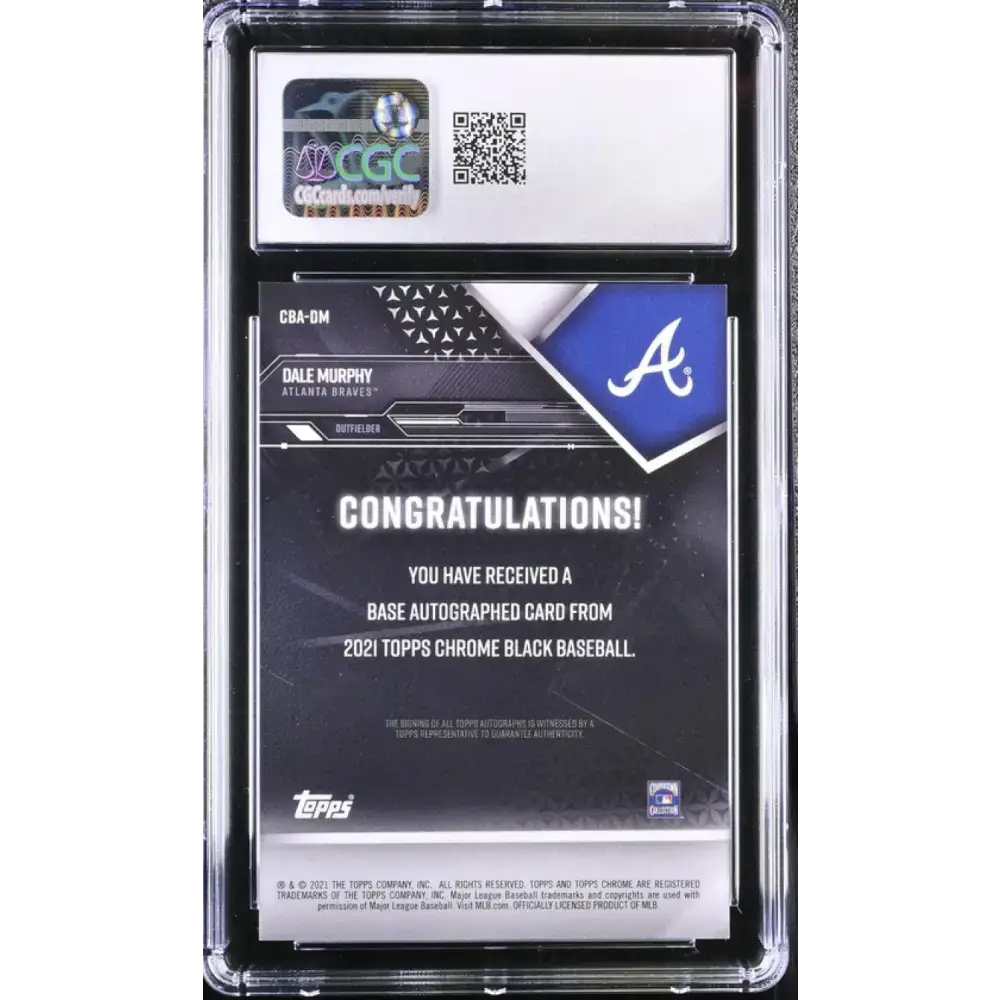 2021 Topps Chrome Black Green #CBADM Dale Murphy CGC 8 Auto 6/99 Atlanta Braves Baseball Card - Baseball Card Single