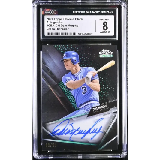 2021 Topps Chrome Black Green #CBADM Dale Murphy CGC 8 Auto 6/99 Atlanta Braves Baseball Card - Baseball Card Single
