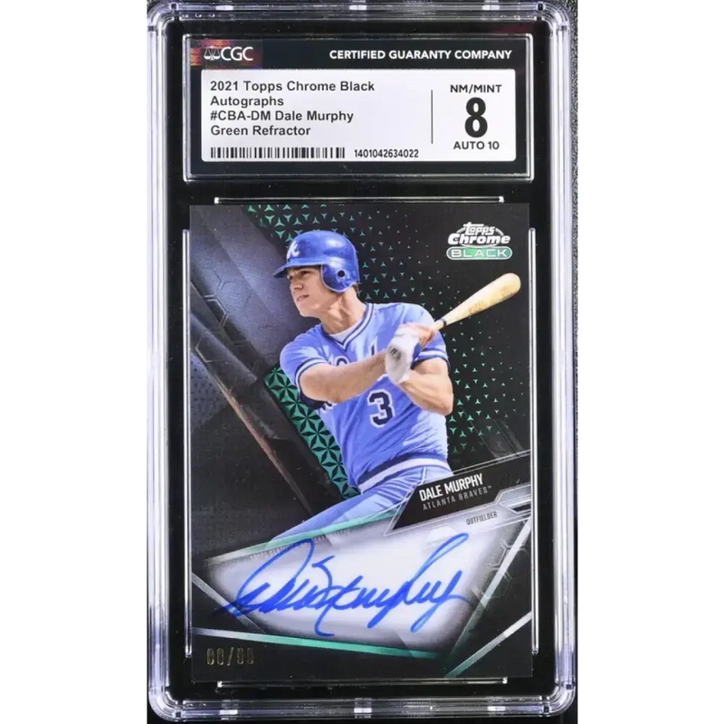 2021 Topps Chrome Black Green #CBADM Dale Murphy CGC 8 Auto 6/99 Atlanta Braves Baseball Card - Baseball Card Single