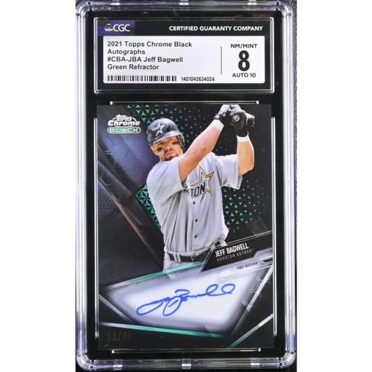 2021 Topps Chrome Black Green #CBAJBA Jeff Bagwell CGC 8 Auto 52/99 Houston Astros Baseball Card - Baseball Card Single