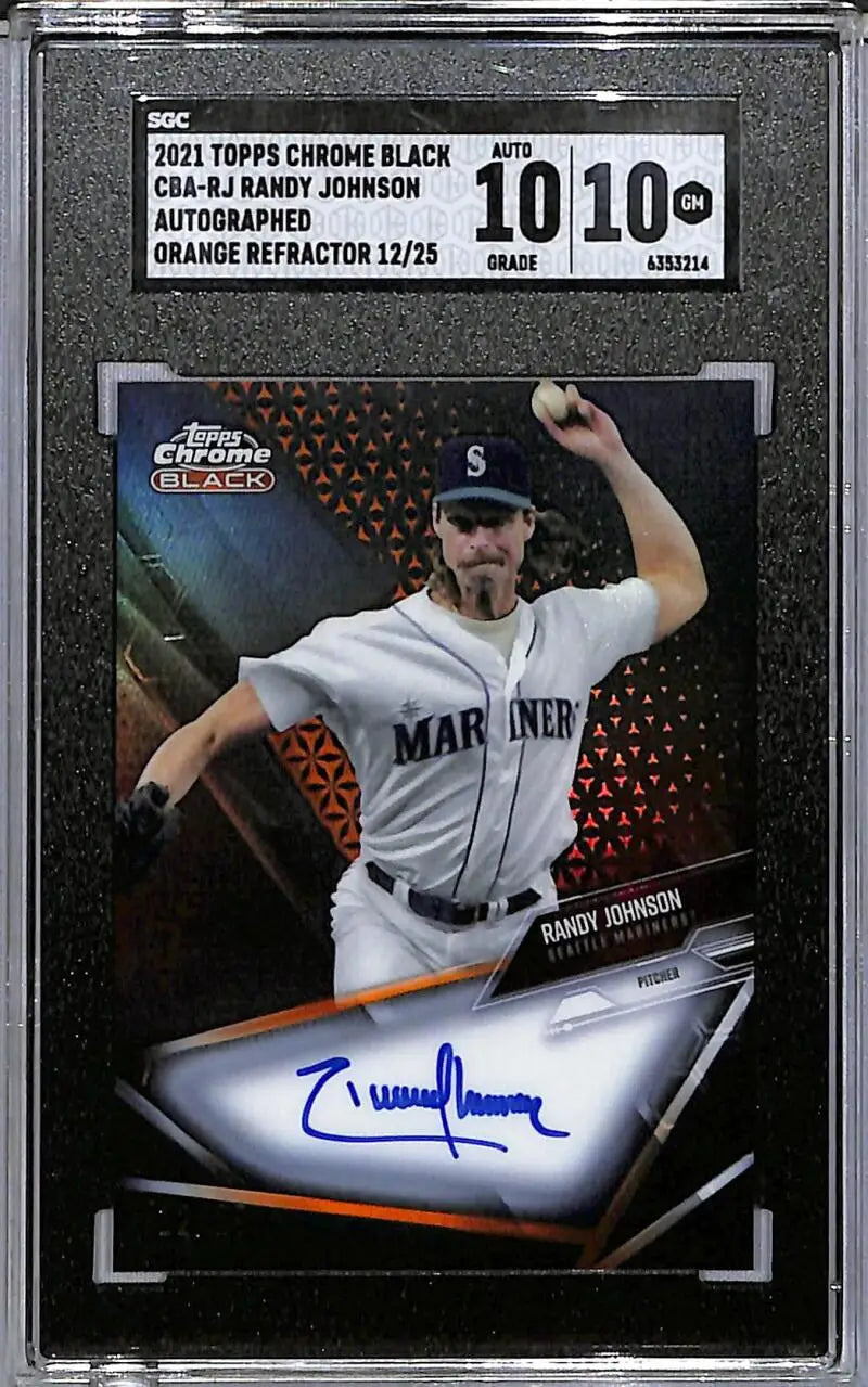 2021 Topps Chrome Black Orange #CBA-RJ Randy Johnson SGC 10 Gem Auto 12/25 Seattle Mariners - Baseball Card Single