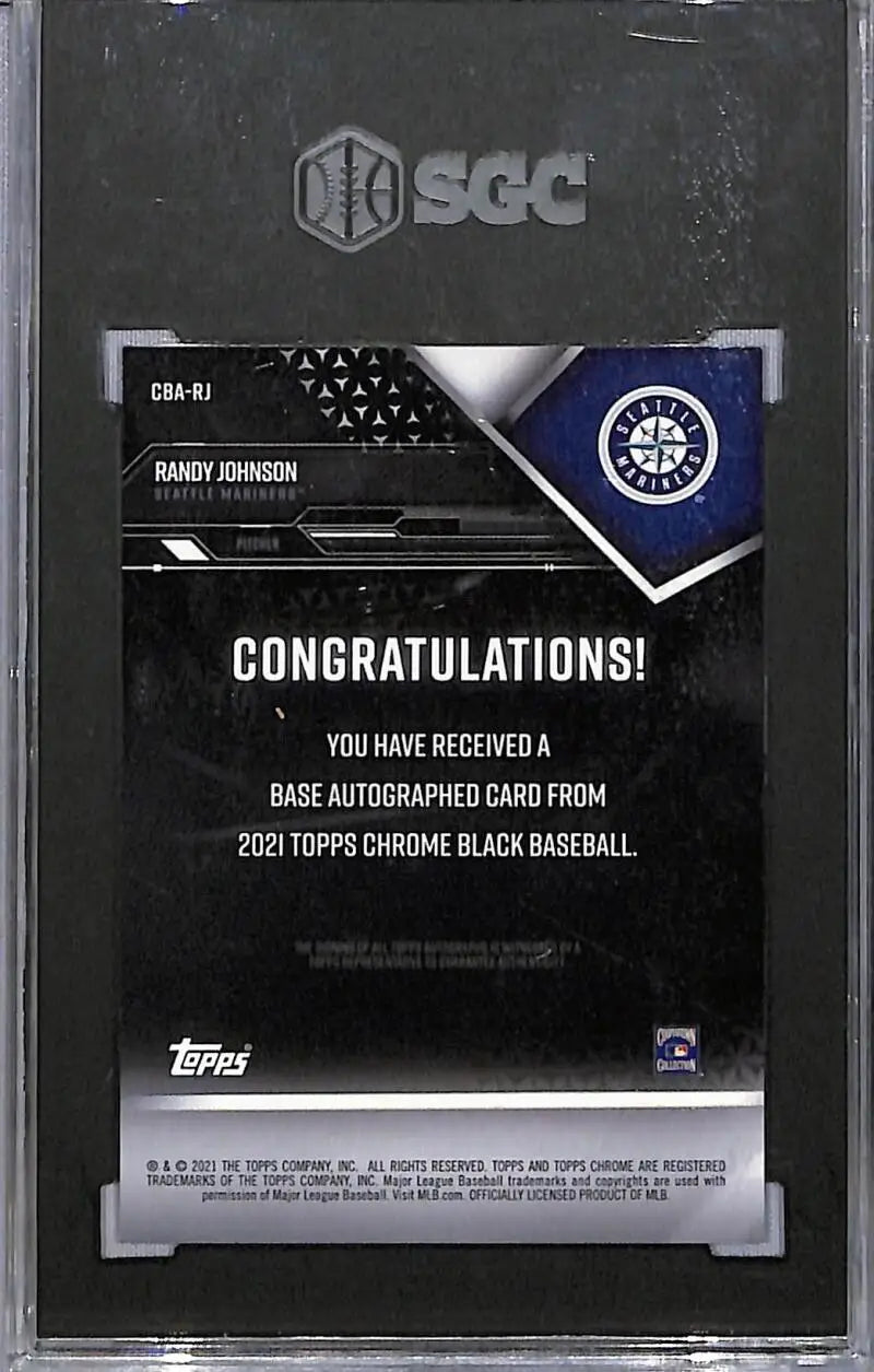 2021 Topps Chrome Black Orange #CBA-RJ Randy Johnson SGC 10 Gem Auto 12/25 Seattle Mariners - Baseball Card Single