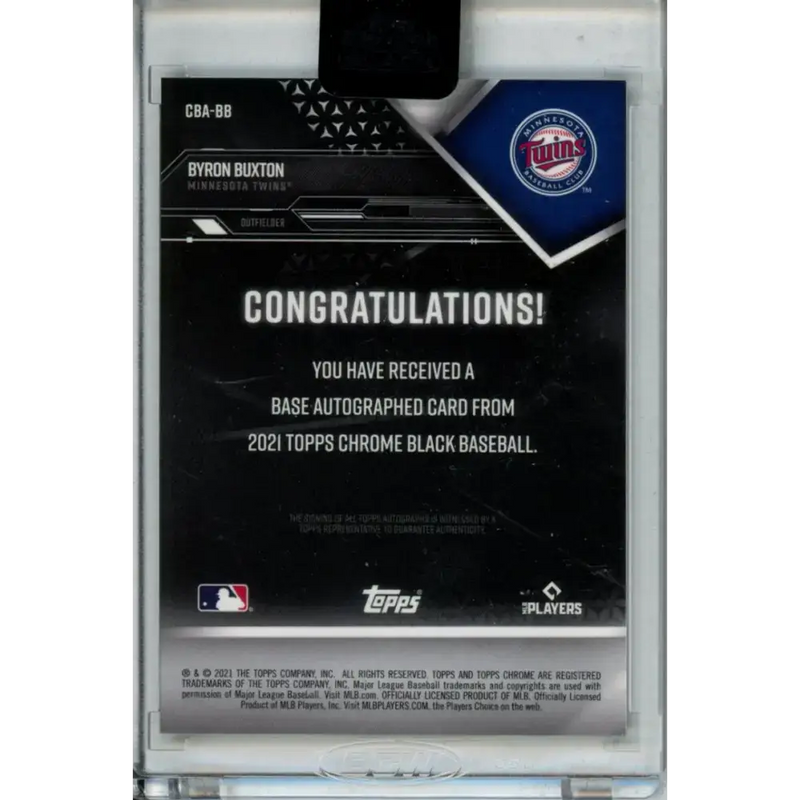 2021 Topps Chrome Black Refractor #CBA-BB Byron Buxton NM-MT Auto 8/150 Minnesota Twins Baseball Card - Baseball Card