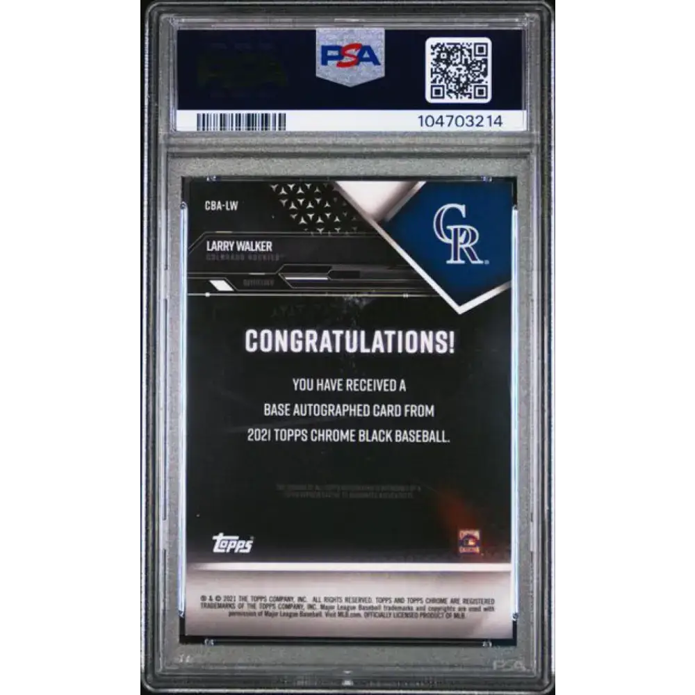 2021 Topps Chrome Black Refractor #CBA-LW Larry Walker PSA 9 MINT Auto 14/150 Colorado Rockies Baseball Card - Baseball