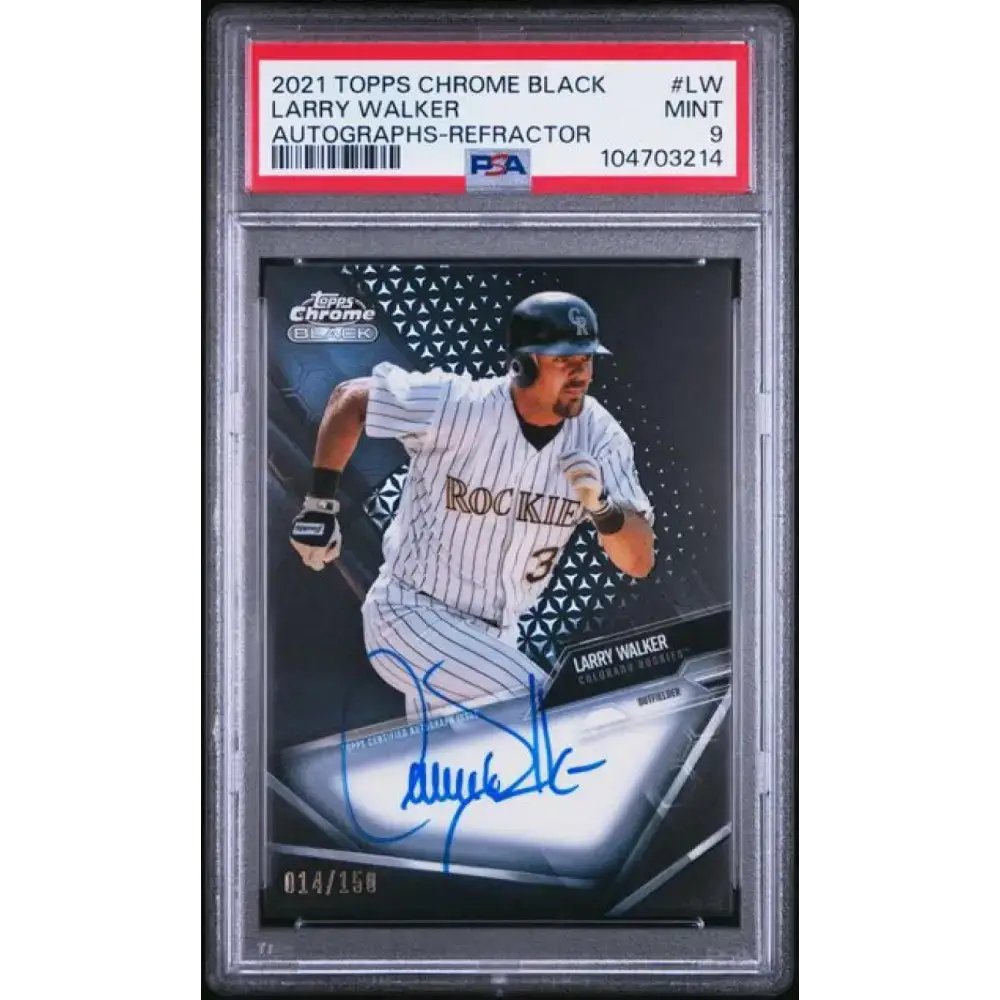 2021 Topps Chrome Black Refractor #CBA-LW Larry Walker PSA 9 MINT Auto 14/150 Colorado Rockies Baseball Card - Baseball