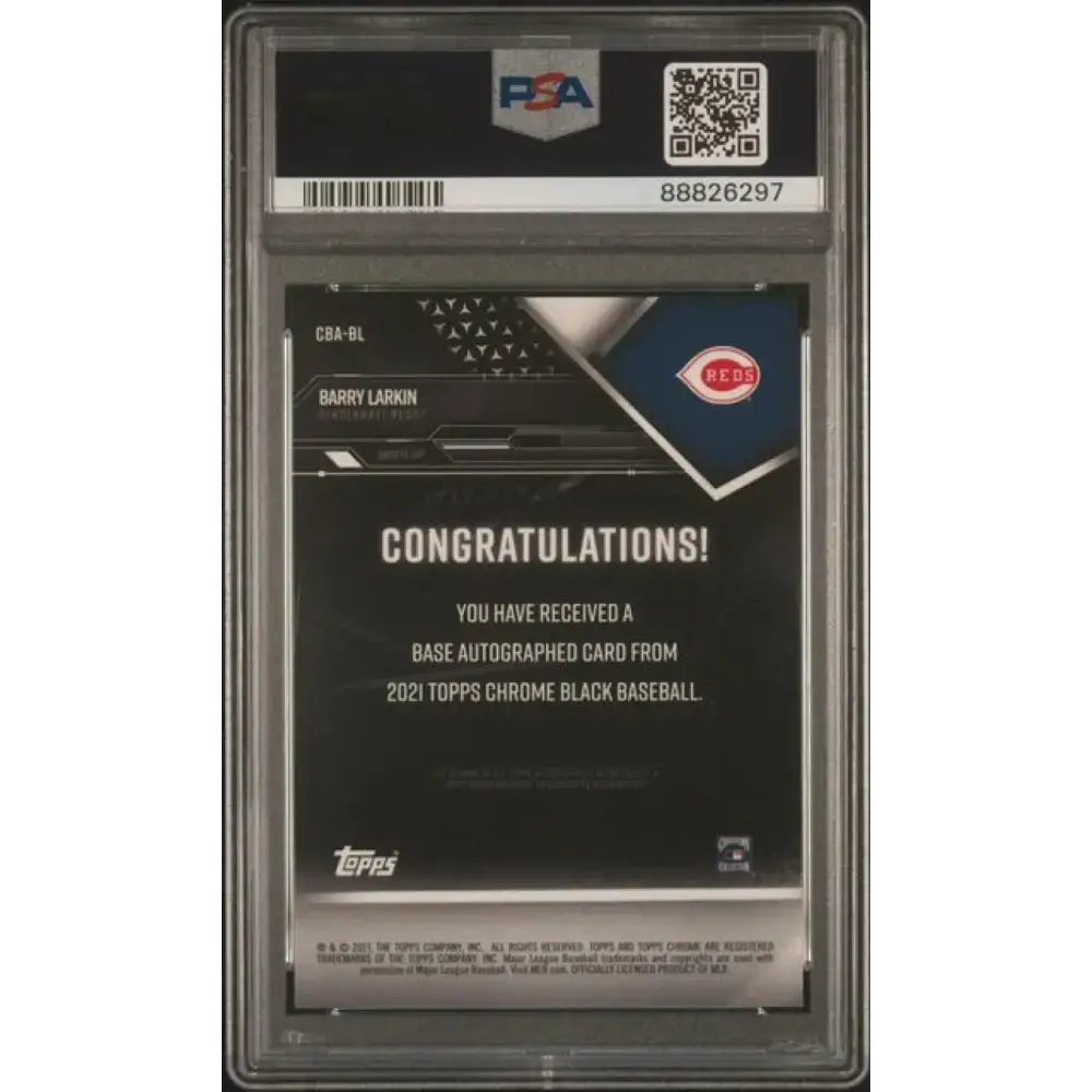 2021 Topps Chrome Black Refractor Gold #CBA-BL Barry Larkin PSA 9 MINT Auto 7/50 Cincinnati Reds Baseball Card