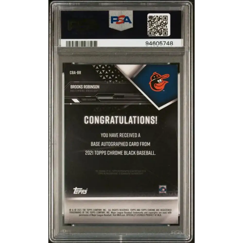 2021 Topps Chrome Black Refractor Gold #CBA-BR Brooks Robinson PSA 10 GEM MINT Auto 30/50 Baltimore Orioles Baseball