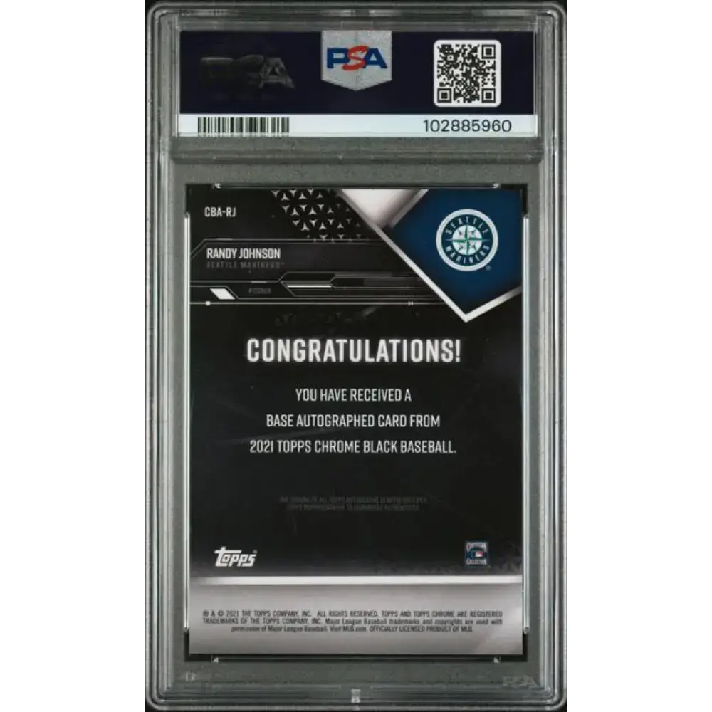 2021 Topps Chrome Black Refractor Gold #CBA-RJ Randy Johnson PSA 10 GEM MINT Auto 18/50 Seattle Mariners Baseball Card