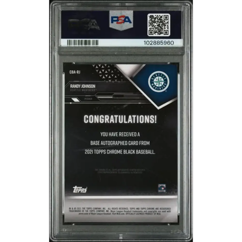 2021 Topps Chrome Black Refractor Gold #CBA-RJ Randy Johnson PSA 10 GEM MINT Auto 18/50 Seattle Mariners Baseball Card