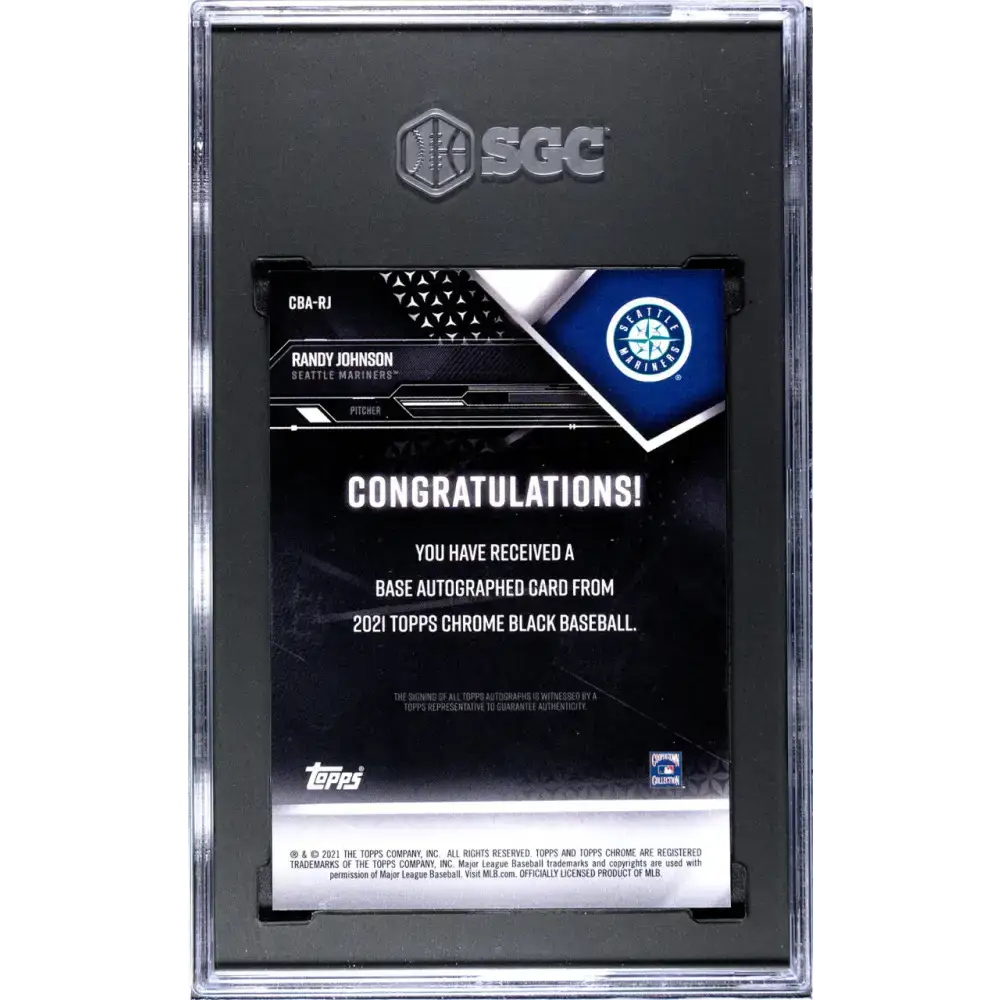 2021 Topps Chrome Black Refractor Gold #CBA-RJ Randy Johnson SGC 10 Gem Auto 30/50 Seattle Mariners Baseball Card