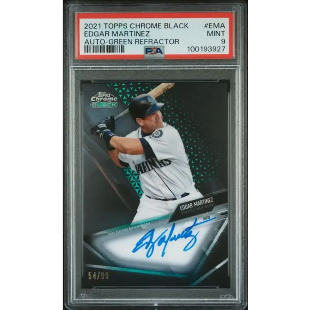 2021 Topps Chrome Black Refractor Green #CBA-EMA Edgar Martinez PSA 9 MINT Auto 54/99 Seattle Mariners Baseball Card