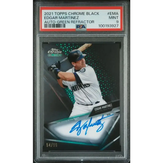 2021 Topps Chrome Black Refractor Green #CBA-EMA Edgar Martinez PSA 9 MINT Auto 54/99 Seattle Mariners Baseball Card