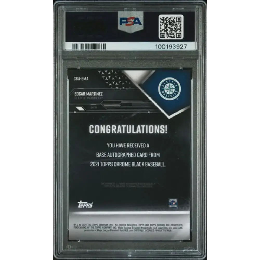 2021 Topps Chrome Black Refractor Green #CBA-EMA Edgar Martinez PSA 9 MINT Auto 54/99 Seattle Mariners Baseball Card