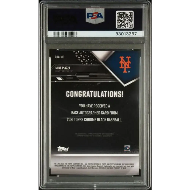 2021 Topps Chrome Black Refractor Orange #CBA-MP Mike Piazza PSA 10 GEM MINT Auto 4/25 New York Mets Baseball Card