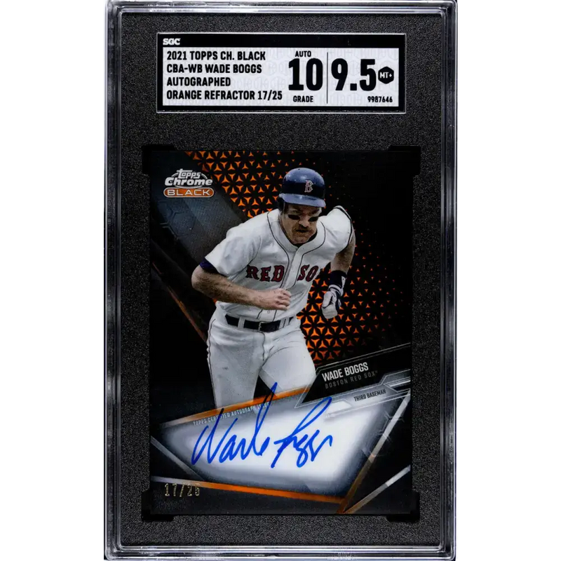 2021 Topps Chrome Black Refractor Orange #CBA-WB Wade Boggs SGC 9.5 MINT+ Auto 17/25 Boston Red Sox Baseball Card