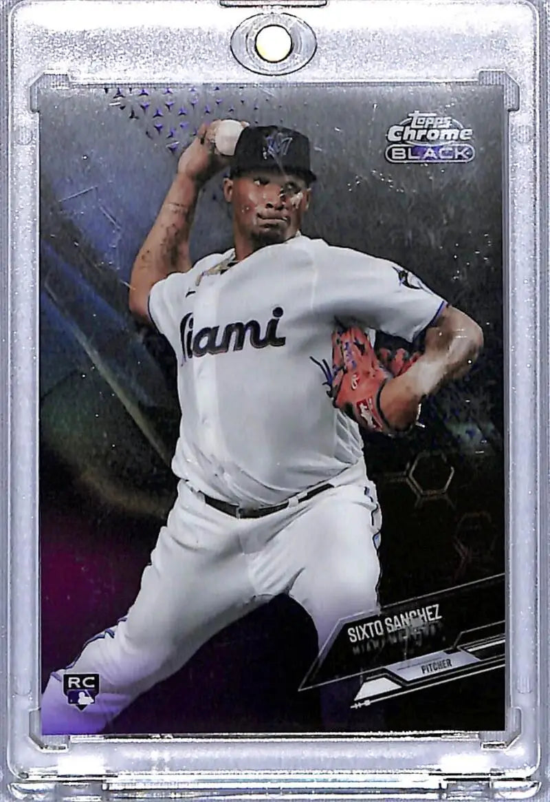 2021 Topps Chrome Black Refractor Purple #76 Sixto Sanchez NM-MT RC Rookie 035/150 - Baseball Card Single