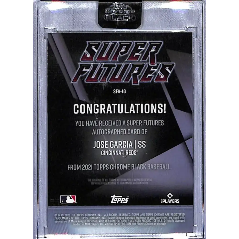 2021 Topps Chrome Black Super Futures Autographs Refractors Gold #SFA-JG Jose Garcia NM-MT Auto 34/50 - Baseball Card