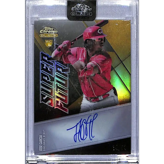2021 Topps Chrome Black Super Futures Autographs Refractors Gold #SFA-JG Jose Garcia NM-MT Auto 34/50 - Baseball Card