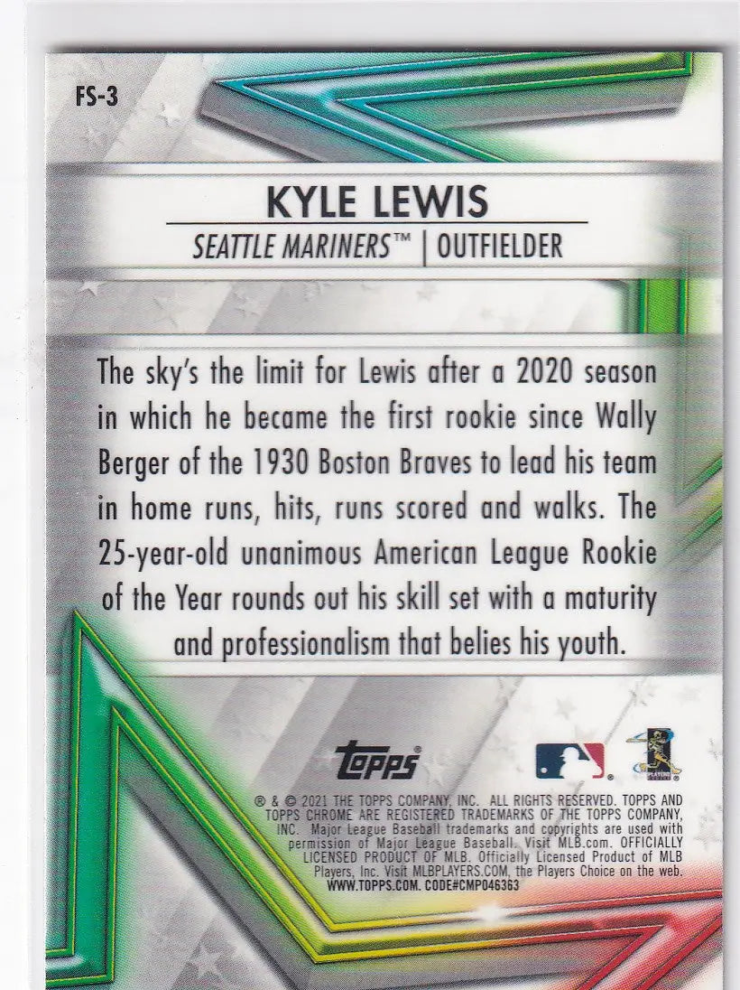 2021 TOPPS CHROME #FS-3 KYLE LEWIS FUTURE STARS- SEATTLE MARINERS - Baseball Card Single