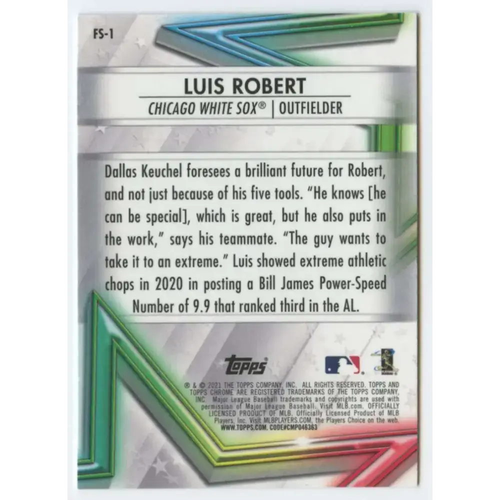 2021 Topps Chrome Future Stars Refractor #FS-1 Luis Robert NM-MT Chicago White Sox Baseball Card - Baseball Card Single