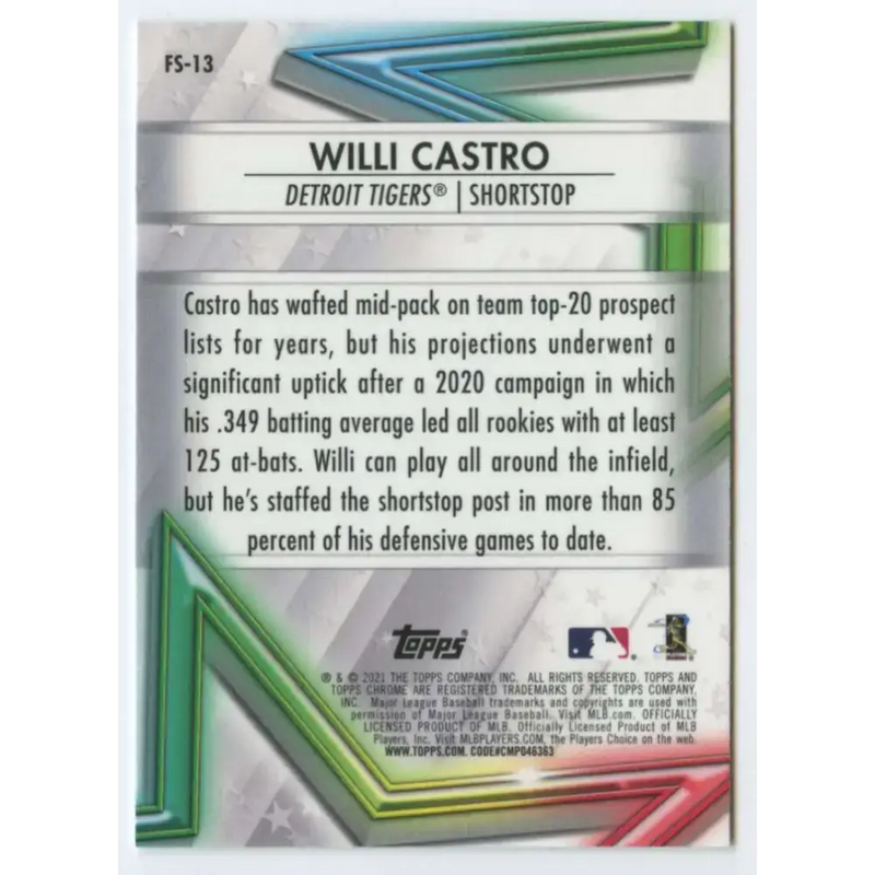 2021 Topps Chrome Future Stars Refractor #FS-13 Willi Castro NM-MT Detroit Tigers Baseball Card - Baseball Card Single