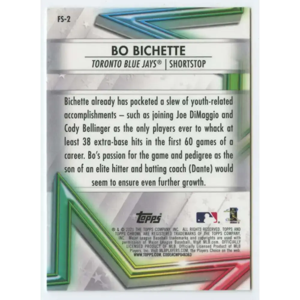 2021 Topps Chrome Future Stars Refractor #FS-2 Bo Bichette NM-MT Toronto Blue Jays Baseball Card - Baseball Card Single
