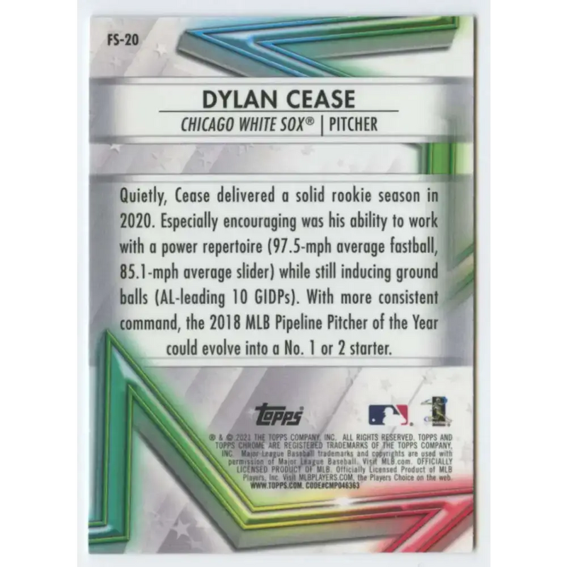 2021 Topps Chrome Future Stars Refractor #FS-20 Dylan Cease NM-MT Chicago White Sox Baseball Card - Baseball Card Single