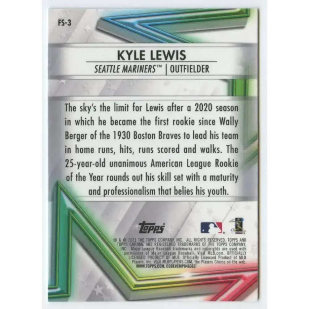 2021 Topps Chrome Future Stars Refractor #FS-3 Kyle Lewis NM-MT Seattle Mariners Baseball Card - Baseball Card Single