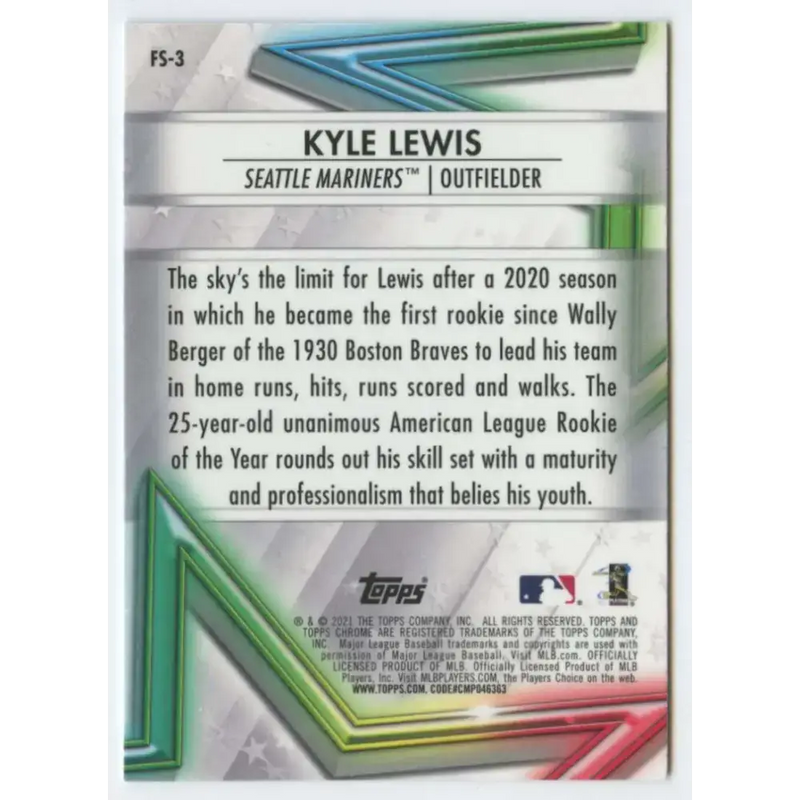 2021 Topps Chrome Future Stars Refractor #FS-3 Kyle Lewis NM-MT Seattle Mariners Baseball Card - Baseball Card Single