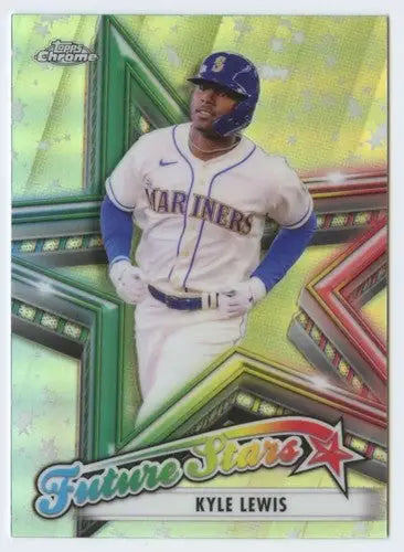 2021 Topps Chrome Future Stars Refractor Kyle Lewis baseball card featuring original gloss Mariners