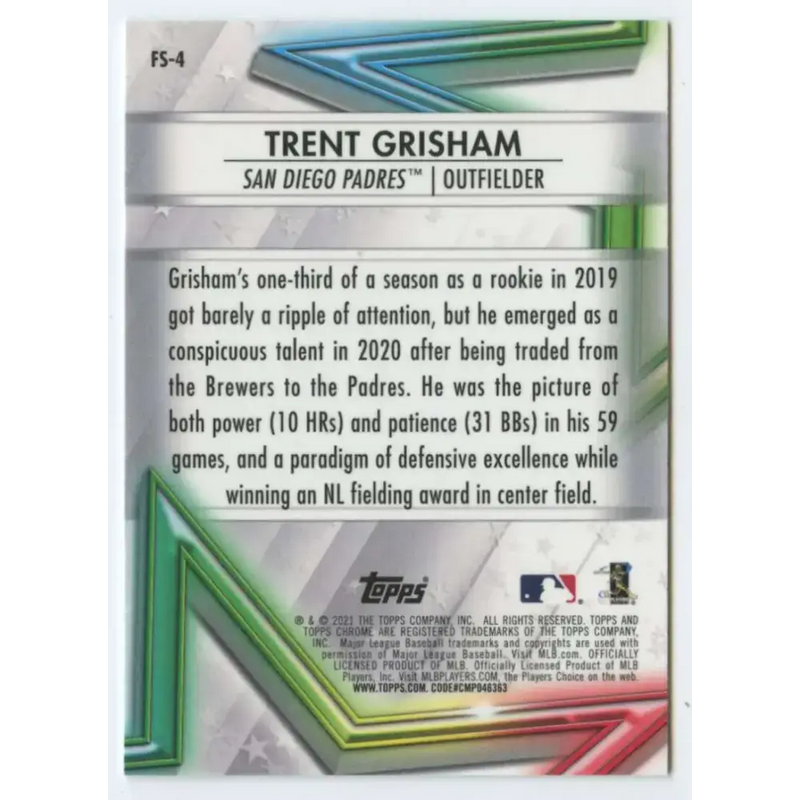 2021 Topps Chrome Future Stars Refractor #FS-4 Trent Grisham NM-MT San Diego Padres Baseball Card - Baseball Card Single