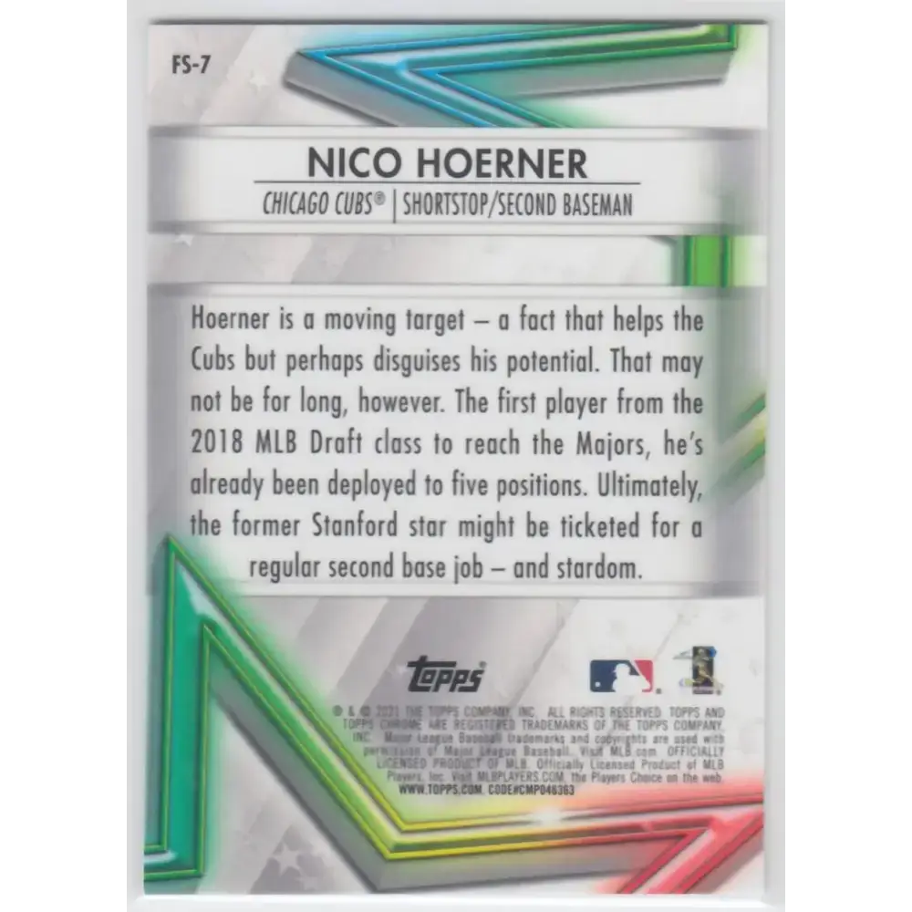 2021 Topps Chrome Future Stars Refractor #FS-7 Nico Hoerner NM-MT Chicago Cubs Baseball Card - Baseball Card Single