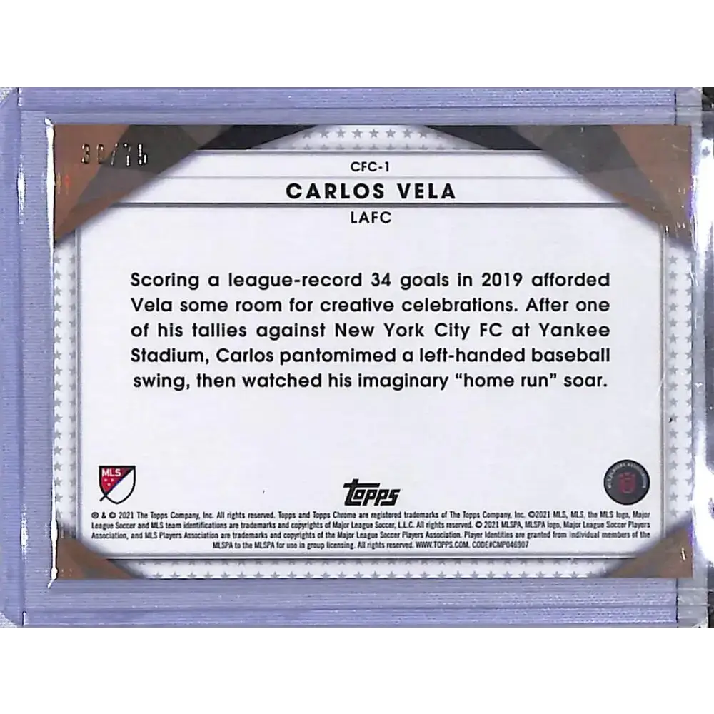 2021 Topps Chrome Green #CFC-1 Carlos Vela NM-MT 30/75 LAFC - Soccer Card Single