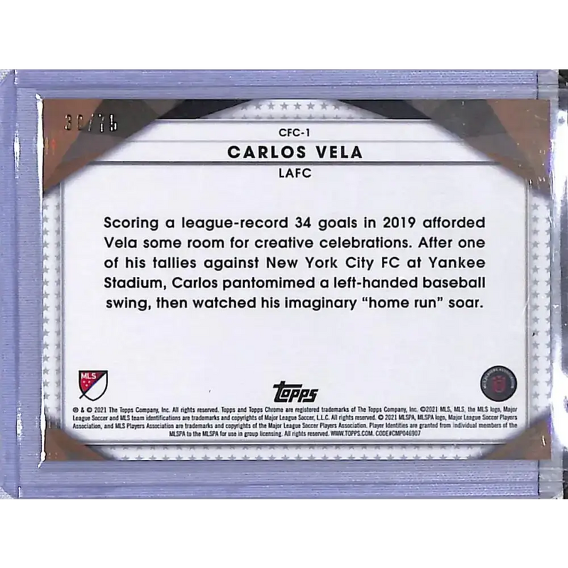 2021 Topps Chrome Green #CFC-1 Carlos Vela NM-MT 30/75 LAFC - Soccer Card Single