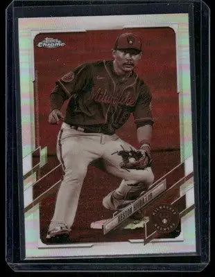 2021 Topps Chrome Keston Hiura #211 Sepia Refractor Baseball - Baseball Card Single