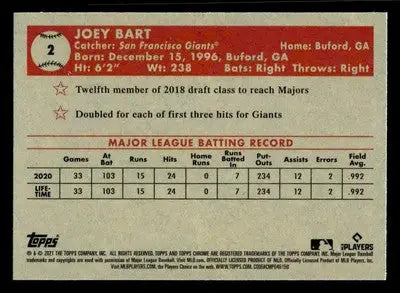 2021 Topps Chrome Platinum Anniversary #2 Joey Bart - Baseball Card Single