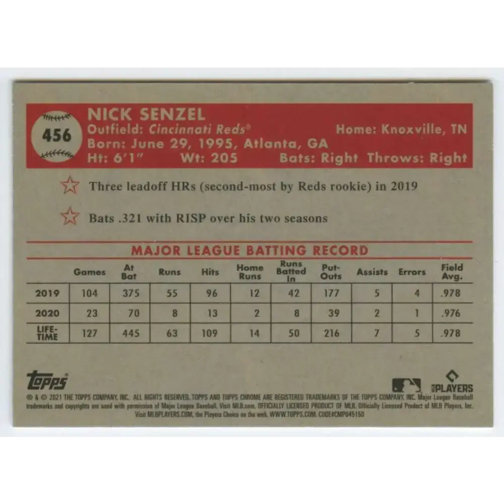 2021 Topps Chrome Platinum Anniversary #456 Nick Senzel NM-MT Cincinnati Reds Baseball Card - Baseball Card Single