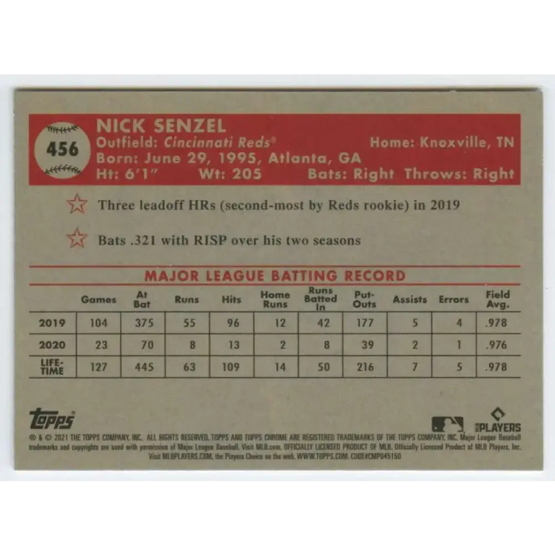 2021 Topps Chrome Platinum Anniversary #456 Nick Senzel NM-MT Cincinnati Reds Baseball Card - Baseball Card Single