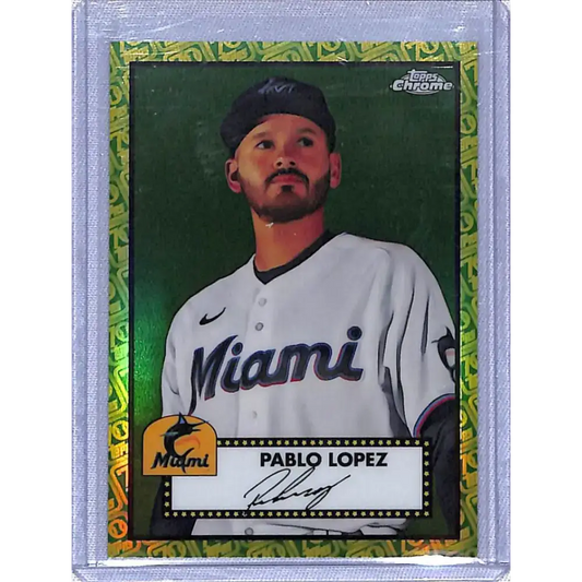 2021 Topps Chrome Platinum Anniversary Refractor Green/Yellow 70th #352 Pablo Lopez NM-MT 93/99 Miami Marlins Baseball
